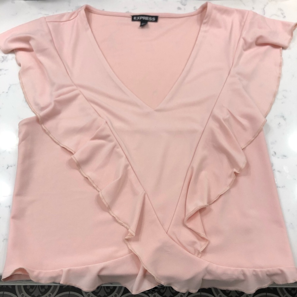 Beautiful express ruffle pink top size s